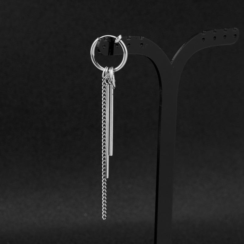 Neue Mode Edelstahl Lange Kette Quaste Pendent Ohrringe Hoop Persönlichkeit Ohr Clips für Unisex Hip-Hop Punk Rock Trendy