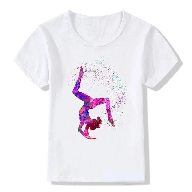 Boys T-shirt Girls Kids Rhythmic Gymnastics Printed T-shirt Modal Clothing Short Sleeves Boys Clothes