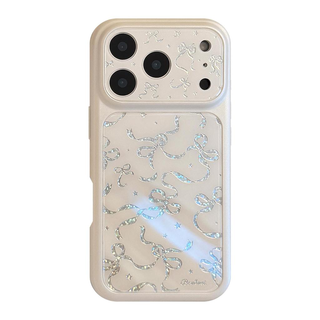 Creative Silver Bow Phone Case for iPhone 16, iPhone 17, and iPhone 17 Pro Max