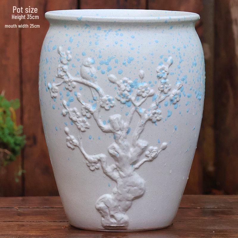 Large Coarse Ceramic Succulent Pot: Tall, Breathable, for Bougainvillea & Birds of Paradise