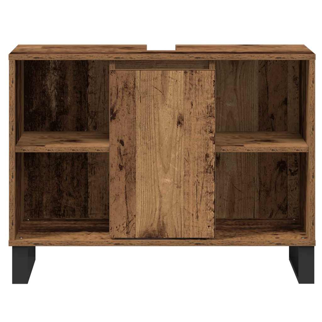 Bathroom Cabinet with Door Rustic Wood Finish 80 x 33 x 60 cm Engineered Wood