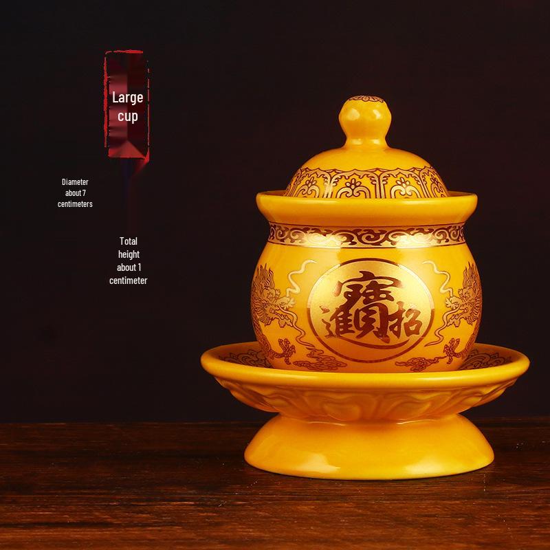 Keramische Opferbecher für Buddha, Guanyin und den Gott des Reichtums - Klein, Perfekt für Weihwasser und zum Anziehen von Reichtum.