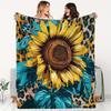 Leopard Sunflower Flower Soft Blanket Flannel Blanket Warm Skin-friendly Office Nap Throw Blanket, Sofa Bed Blanket