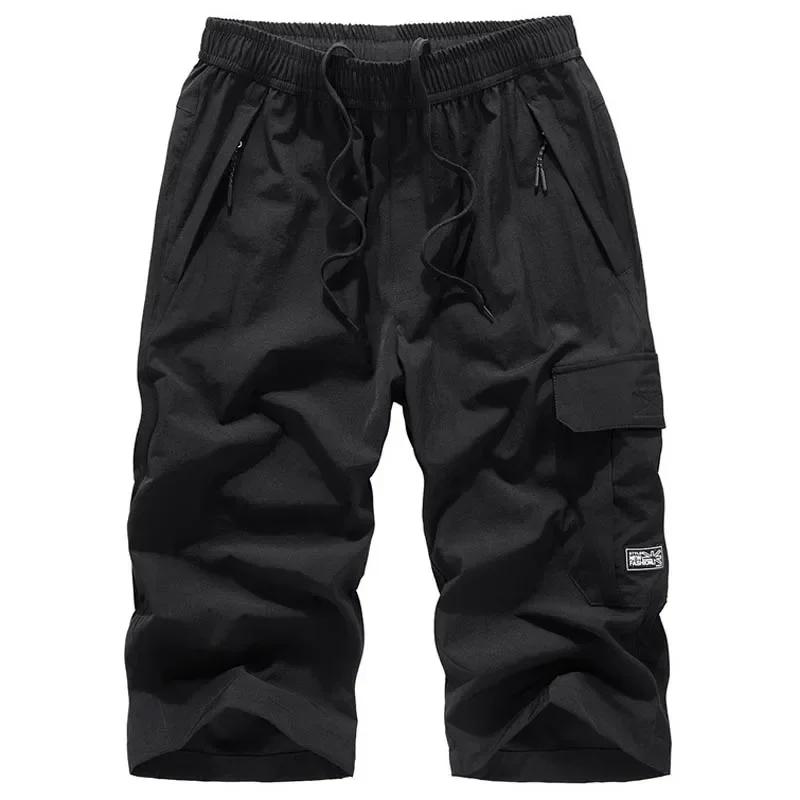 Herren Sommer Schnelltrocknende 3/4 Hosen Leichte Capri-Shorts Wandern Angeln Reisen Lässige Cargo-Shorts Hosen Herren Fitnessstudio Shorts 8XL