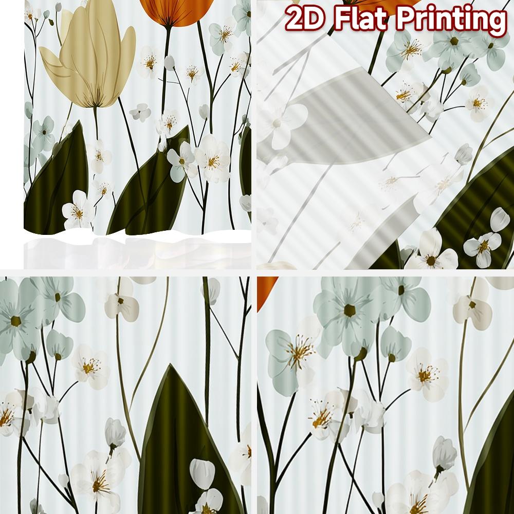 2D FLAT PRINTING 2pcs Curtains (Without Rod) Floral Spring Blooms Ramadan holiday curtains with digital printing Semi-Sheer