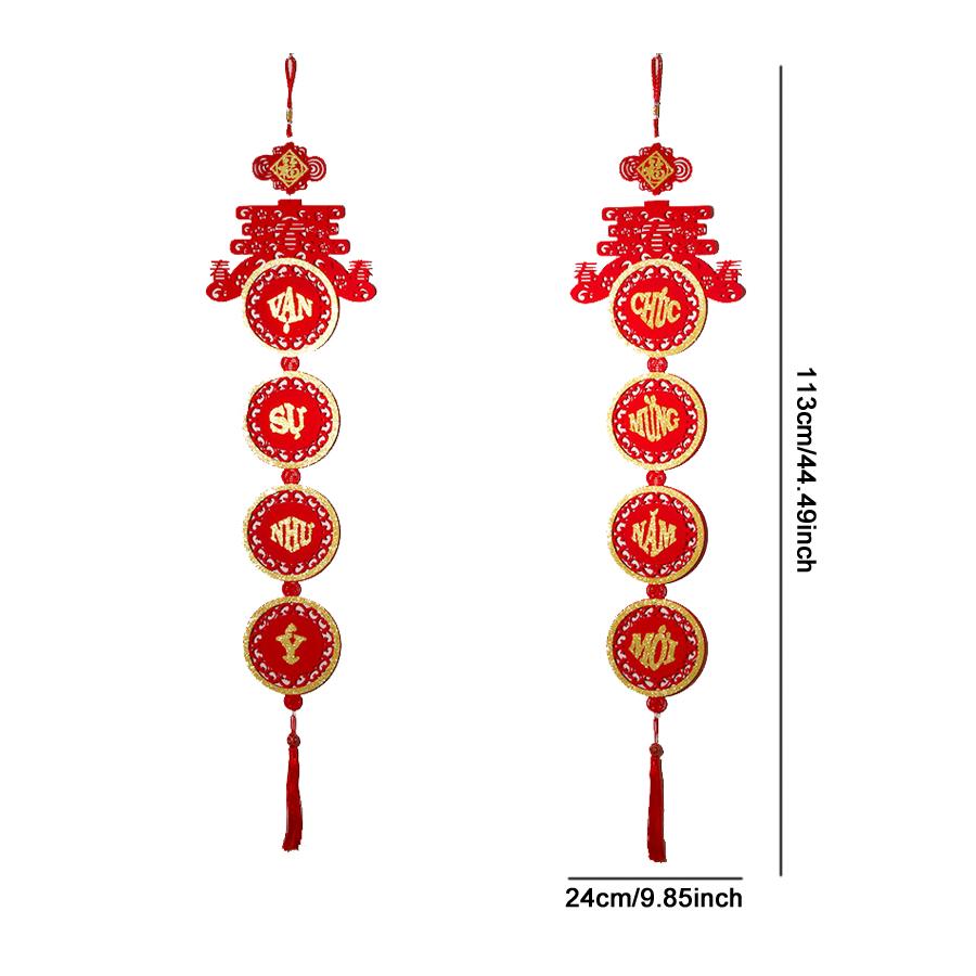 Décorations du Nouvel An lunaire vietnamien Couplets Décorations à suspendre pour la maison Décorations du Nouvel An vietnamien Pendentif de fête de style chinois