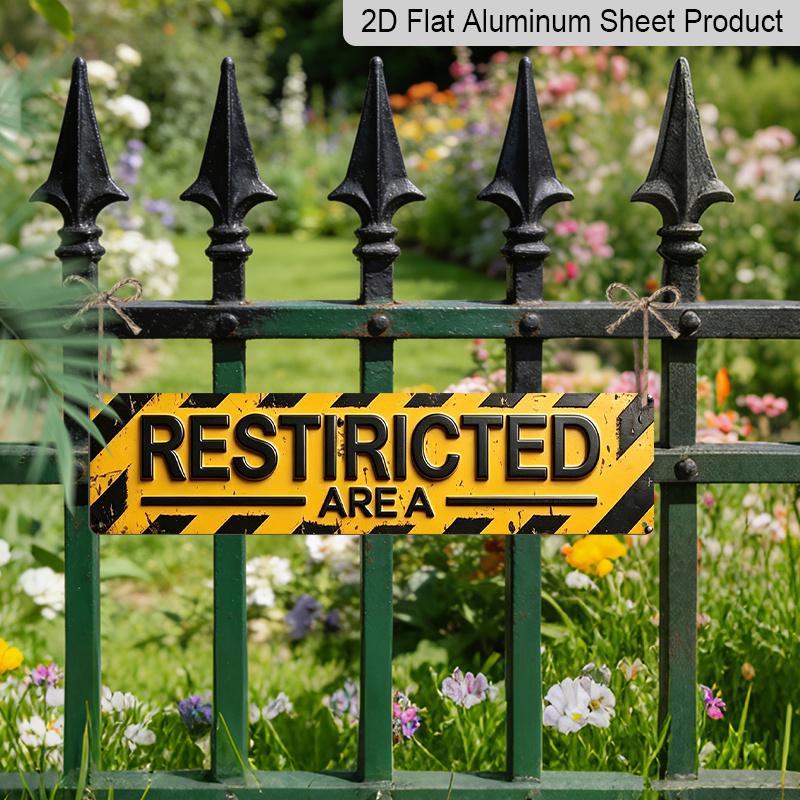 2D FLAT 1pc Restricted Area Sign Vintage Warning Aluminium Decorative Sign Wall Art Wall Decor Room Decor Home Decor Restaurant Decor Bar Decor Cafe
