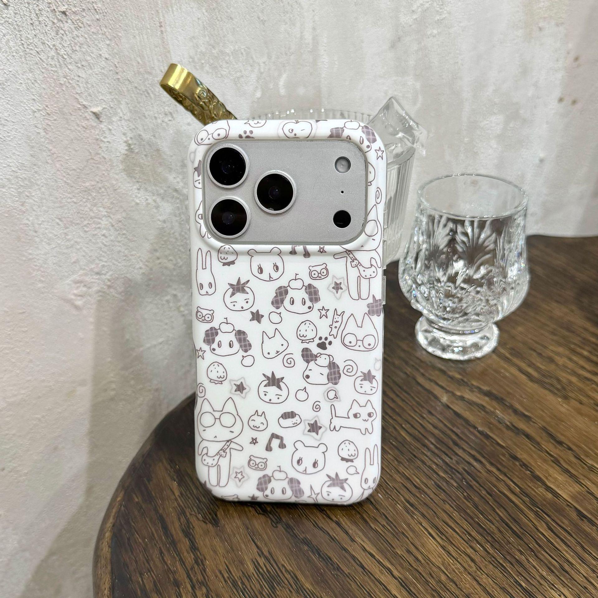 

Cute Cartoon iPhone Case for 16ProMax/15/14 – Frosted, Anti-Drop 16 Pro Max