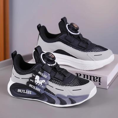 Scarpe da ragazzo con bottone rotante estate 2025 nuove scarpe singole in rete traspirante scarpe sportive per bambini scarpe da corsa in rete