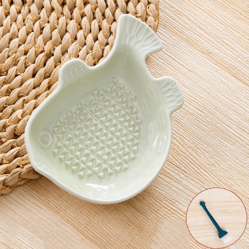Fish Hand Garlic Ginger Masher Ceramic Seasoning Dipping Dish Garlic Ginger Grater Household