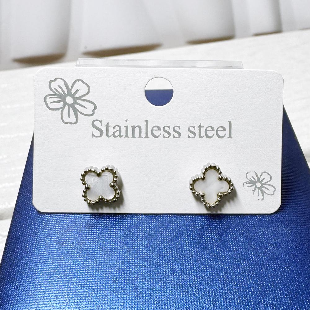 

Серьги-пусеты Маленький четырехлистный цветок 9 мм Модные свежие маленькие серьги