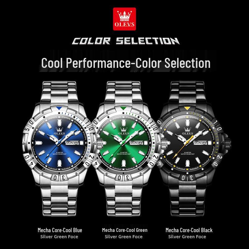Oulisi Men's Green Submariner Quartz Waterproof Watch