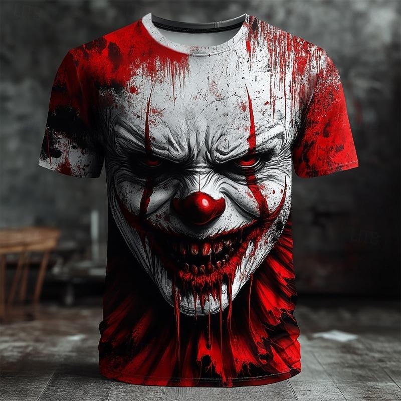 

Men s spring and summer T-shirts, high-end cold face clown handsome support machine wash S