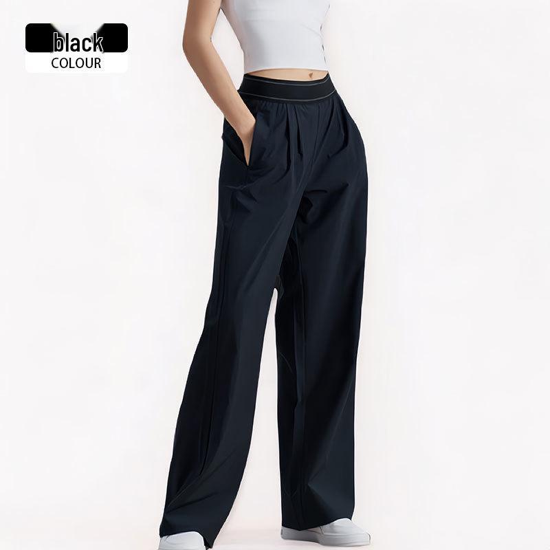 Women's High Waist Yoga Pants - Sunscreen, Casual, Cool, Wide Leg, Fitness Fashion, Loose Fit.