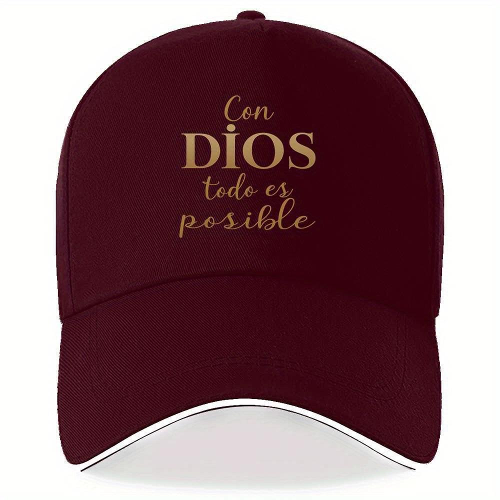 

1 inspirational God is here everything can be done baseball cap adjustable lightweight polyester black with white text Adjustable