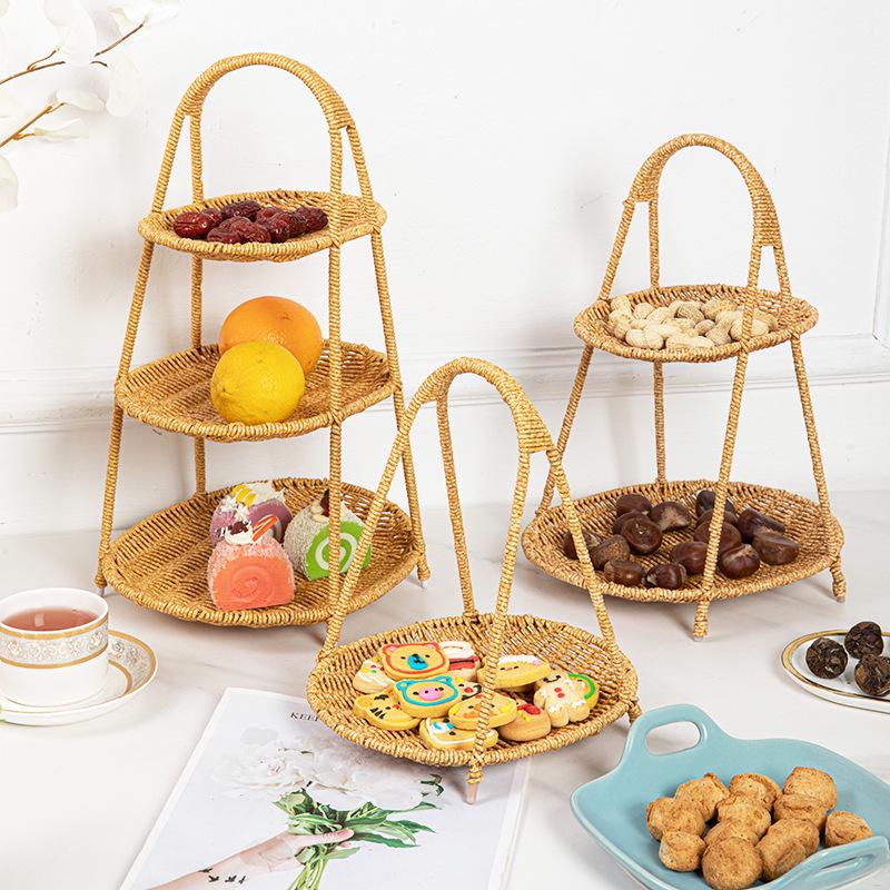 

Nordic Style Multi-Layer Rattan Fruit and Snack Plate for Living Room or Tea Time.