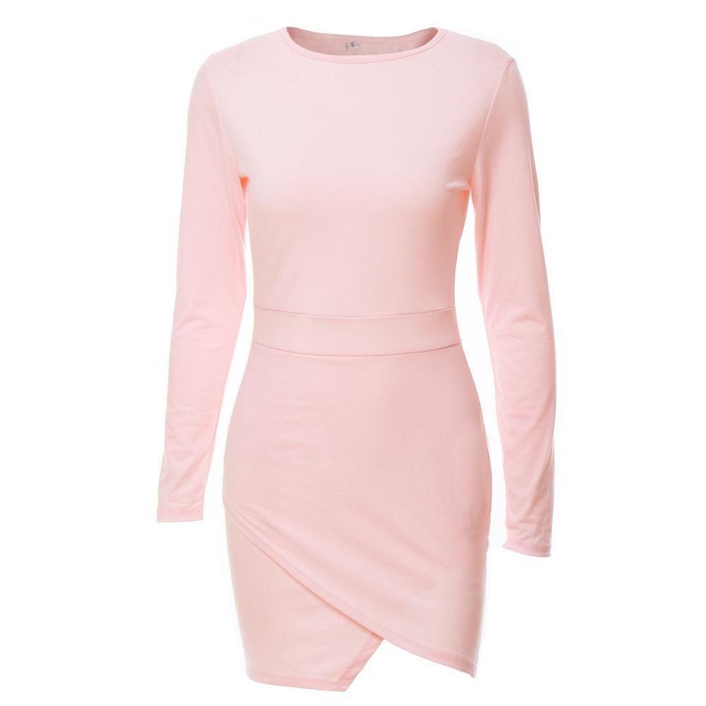 Elegant Women Slim Long Sleeve Mini Dress Bodycon Cocktail Dress Evening Party