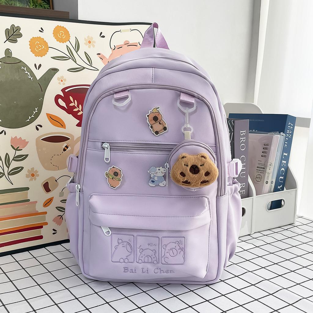 Capybara School Pattern Backpack With Lightweight Material For Teens Adults And