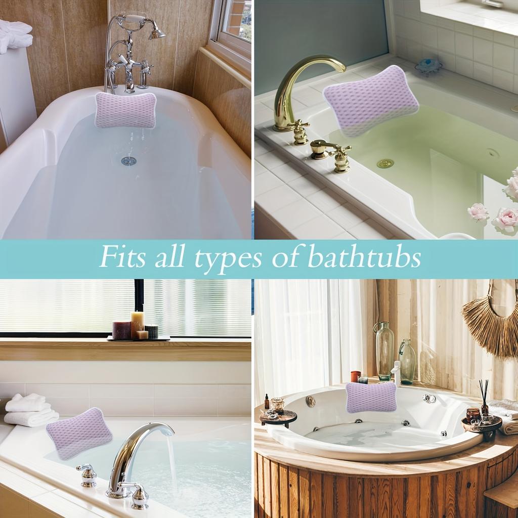 Bath Pillow, with Easy-to-dry Hook, Neck Support, 2 Anti-slip Suction Cups, Comfortable Bath, Bath Accessories.
