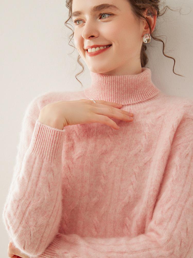 Women's Three-Ply Thick Cashmere High-Neck Pullover Sweater - Warm Knitted Base Layer