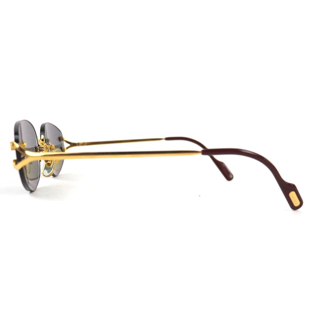 Great Cartier sunglasses 2C Decor Two-Point Rimless gold mens Used