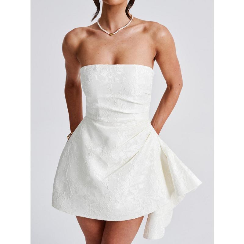 Summer Elegant Temperament Evening Dress Women Sleeveless Off the Shoulder Sexy Tube Mini Robe Vestidos