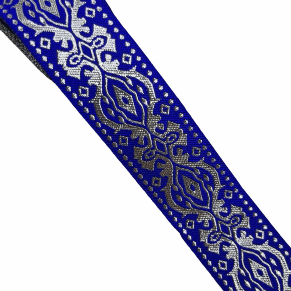 

Vintage Ethnic Jacquard Embroidery Trim Geometric Pattern Ribbon for Home Curtain Decor дитини синього кольору