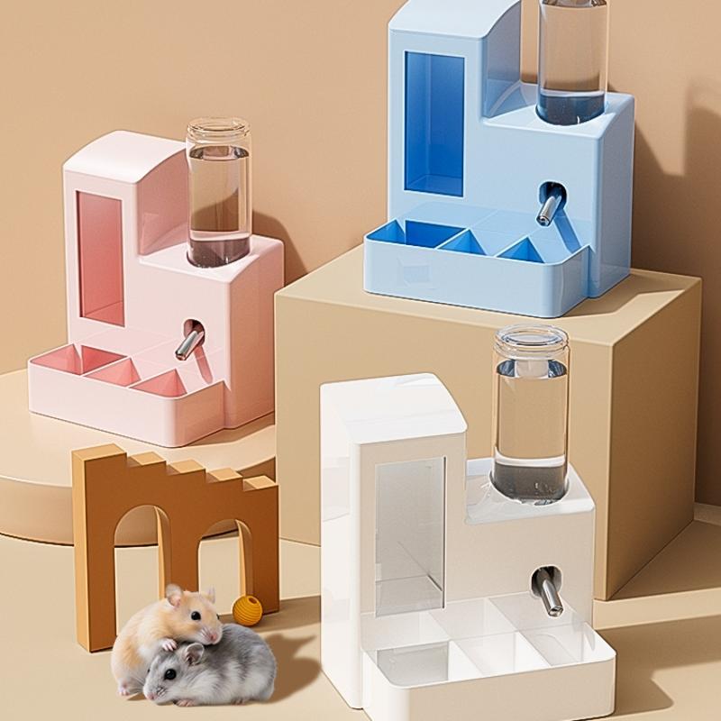 2-in-1 Automatic Hamster Automatic Feeder Water Dispenser Multi-functional Small Pets Drinking And Feeding Food Container