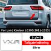 For 2025 Toyota Land Cruiser 300 Exterior Car Decoration Accessories LC300 Twin Turbo vxr Letter Sticker Tailgate emblem Tuning YU6