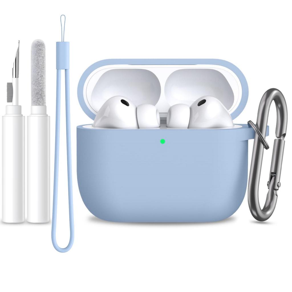 For Airpods Pro 3 Case Cover Earphone Protective Silicone Cover (with Carabiner + Lanyard + Cleaning Pen) Case for Airpods Pro 3