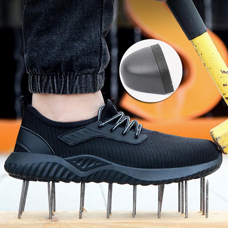 Oulylan Lace Up Breathable Safety Boots Anti Puncture Soft Soled Work Shoes Anti Slip Wear Resistant Protective Footwear For Men