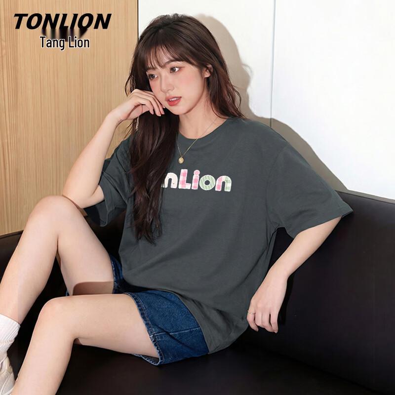 

TonLion Women s 100% Cotton Letter Print Short Sleeve T-Shirt S