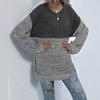 Women's Crew Neck Sweater, Color-Block, Loose Fit for Fall and Winter