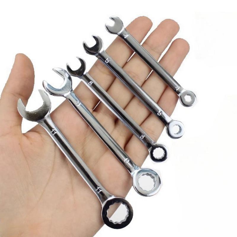 10pcs Mini Combination Wrench Set Metric Inch Ignition Wrenches Open End & Box End Spanner Set Small Thin Wrench Kit
