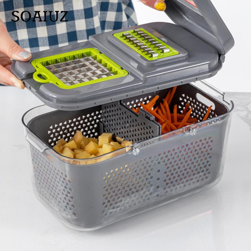 Neu 22 IN 1 Gemüseschneider mit Behälter Veggie Choppers Dicers Lebensmittel Chopper Cutter Zwiebel Multi Küchenreibe für Koreanische