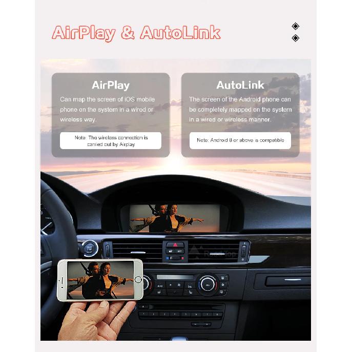 8.8"1920*720 Wireless CarPlay Android Auto Car Multimedia Display for BMW 3 Series E90 E91 E92 E93 5 Series E60 E61 Touch Screen