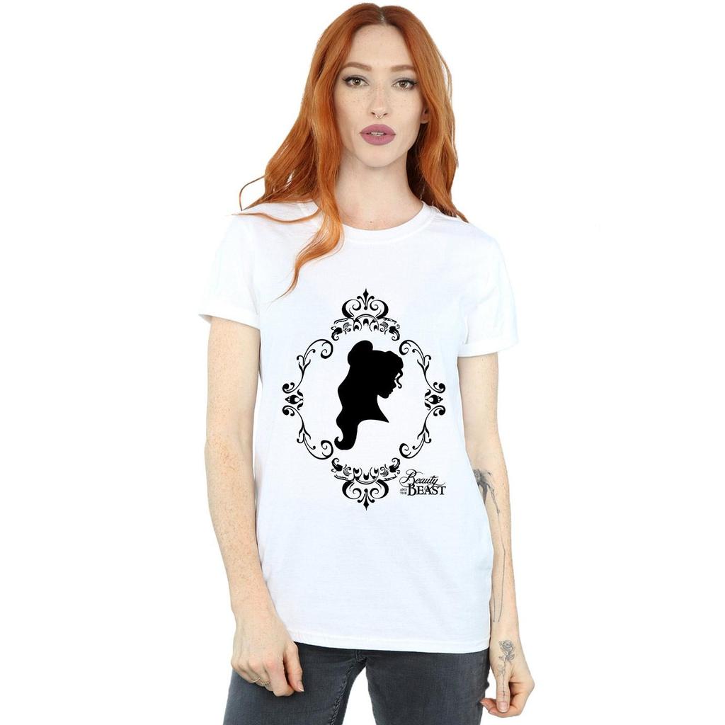 Disney Princess Womens/Ladies Belle Silhouette Cotton Boyfriend T-Shirt