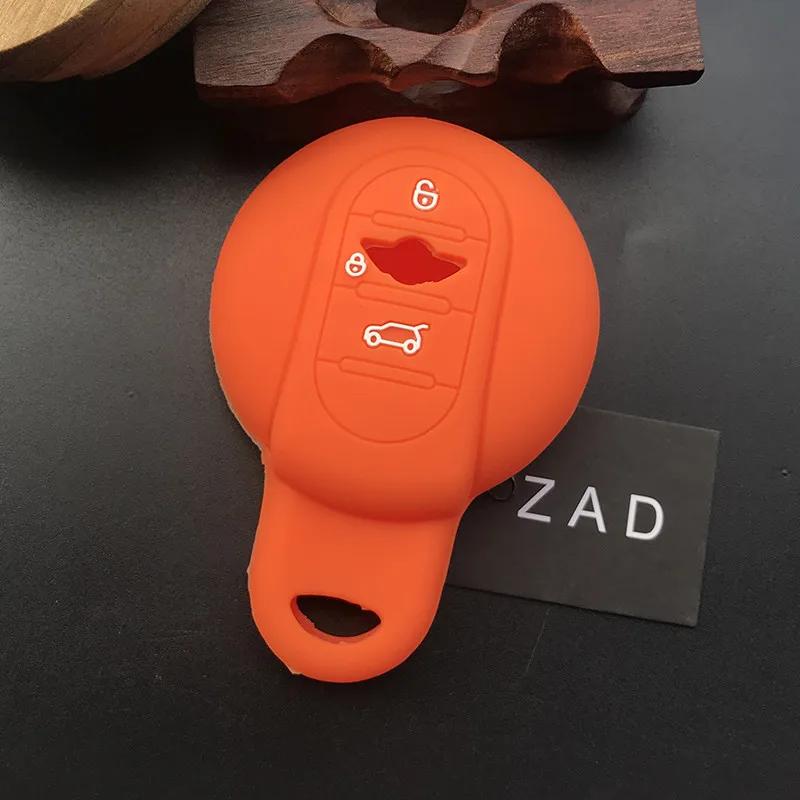 

ZAD Silicone car Key cover Case fob set cup Bag Fit for BMW MINI Cooper 2014 2015 f55 f56 3button key помаранчевий