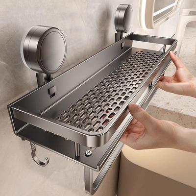 Suction Cup Space Aluminum Wall-Mounted Bathroom Shelf & Towel Rack