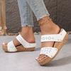 2025 Sommer Neue Damen Hausschuhe Outdoor Nieten Plateau hohle Keilabsätze Sandalen Übergröße Lässig Bequem Offene Zehen Hausschuhe