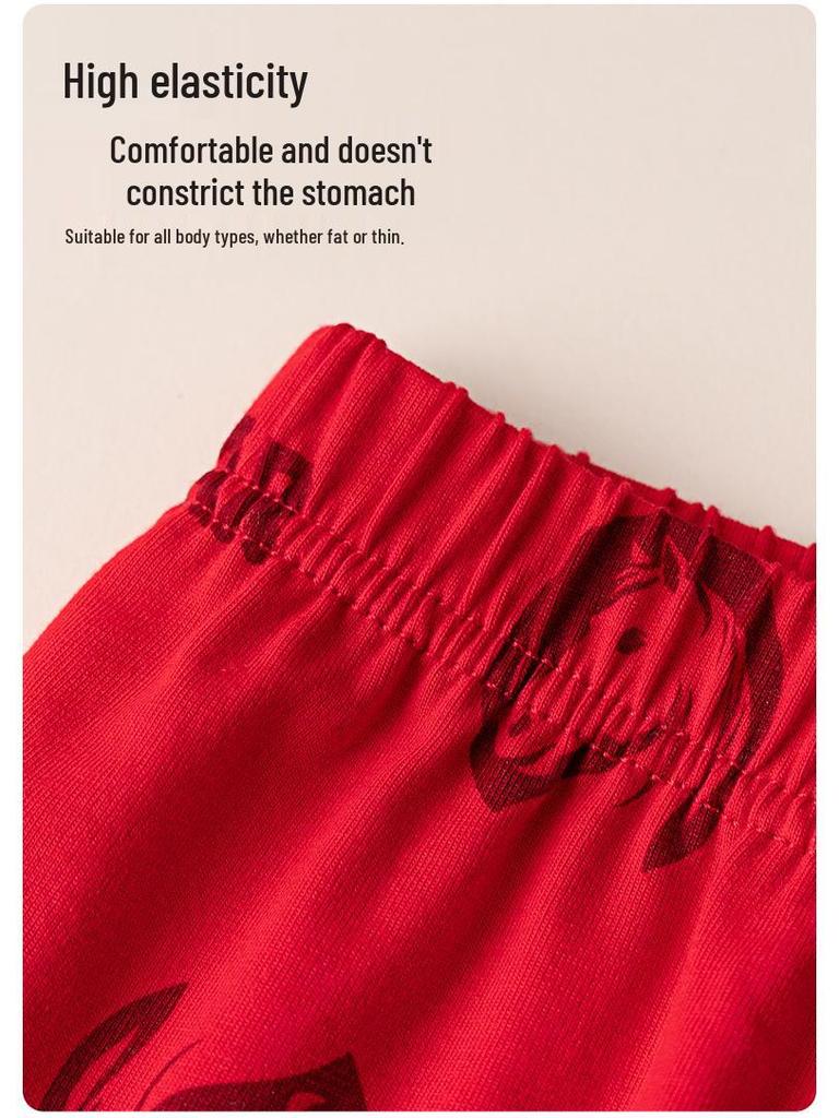 Children's Year of the Dragon Red Cotton Base Layer Set - Autumn/Winter Pajamas for Boys and Girls