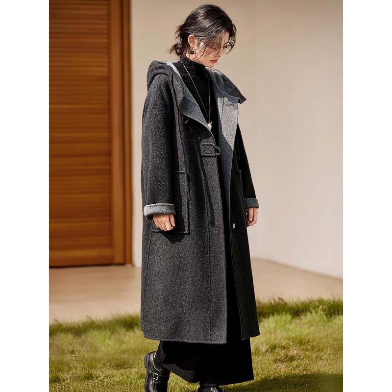 Mohan Yimei Women's Double-Sided Wool Hooded Commuter Coat