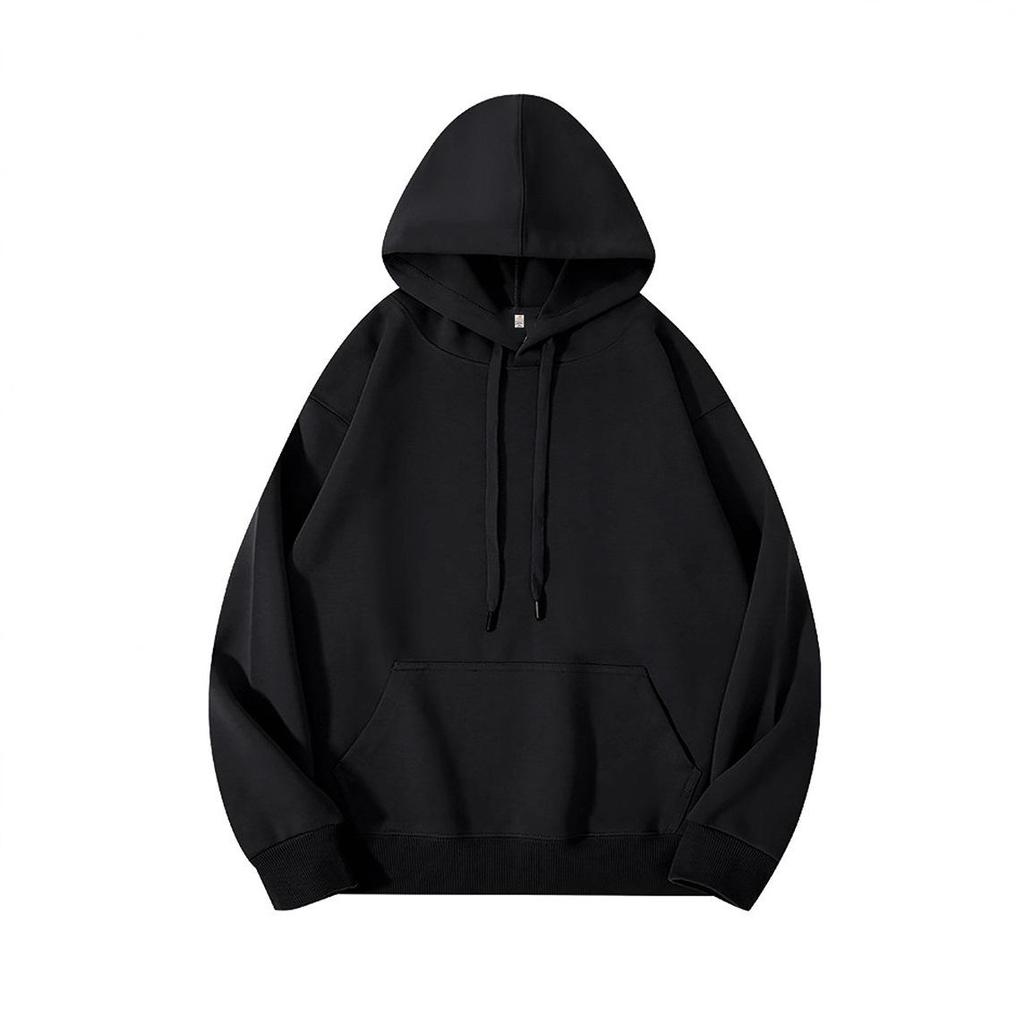 Plus Size Men's 320g Cotton Hooded Sweatshirt with Logo, European & American Style, Loose Fit Jacket