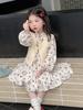 2025 Autumn Floral Dress & Sweater Vest Set for Girls – Fashionable Princess Outfit