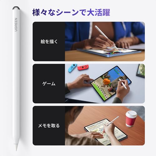 UGREEN iPad Pencil, Wireless/Type-C Fast Charging, Stylus Pen, Apple Pencil Replacement, Magnetic Charging, iPad Pencil Compatible with iPad/Air/mini/