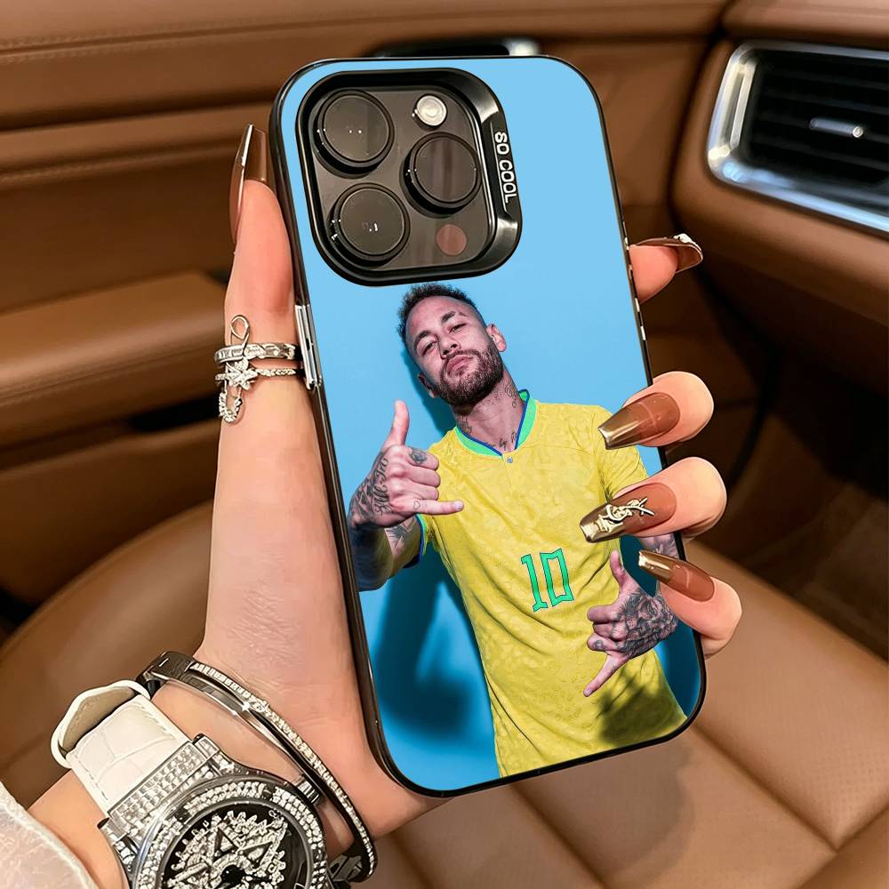 Capa de Celular de Futebol 10-N-Neymar Para iPhone 17,16,15,14,13,12,11 Plus Pro Max Capa de Celular Colorida Prateada