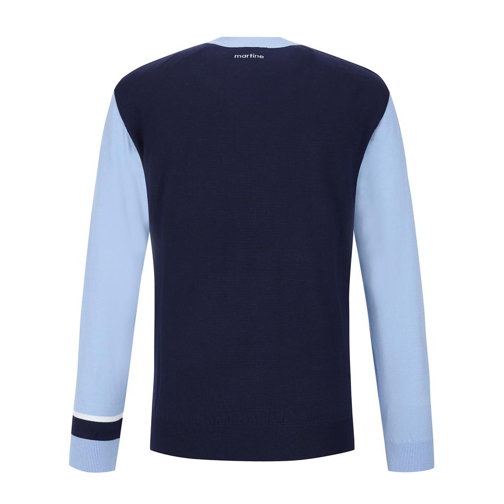 MARTINE GOLF Line Point Round Knit Sweater_S/Blue (Men)