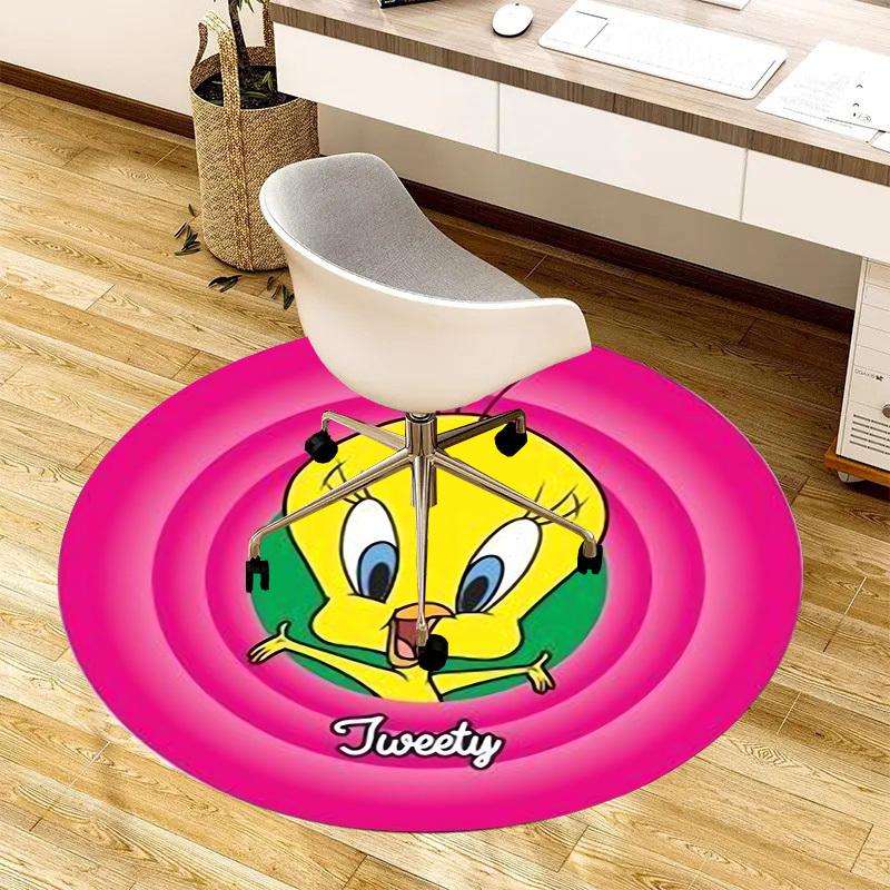 1pc Tweety Bird Round Carpet, Made of Polyester,Perfect for Decorating Office Chairs, Living Rooms Fplt136