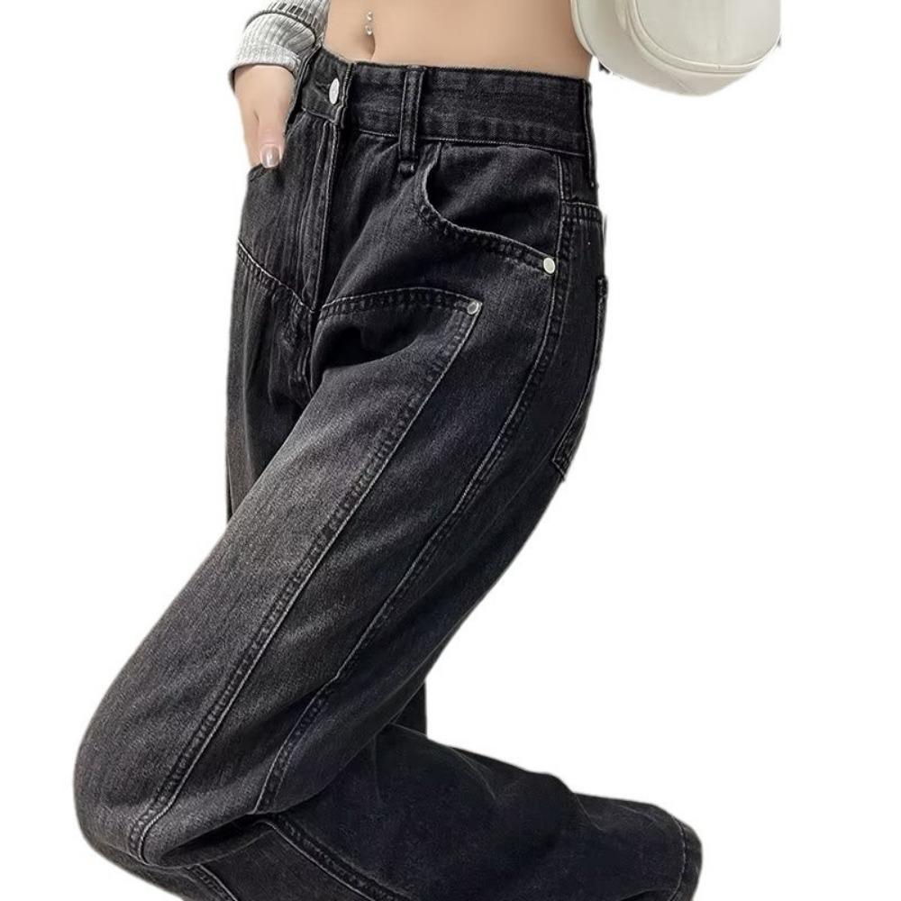 Trendy High-waisted Wide-leg Jeans for Women's Spring and Autumn New Loose and Versatile and Thin Meat-covering Floor-mopping Jeans