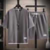 Men's Waffle Knit T-Shirt  Shorts Set 2 Piece Casual Outfit Fake Two-Piece Design